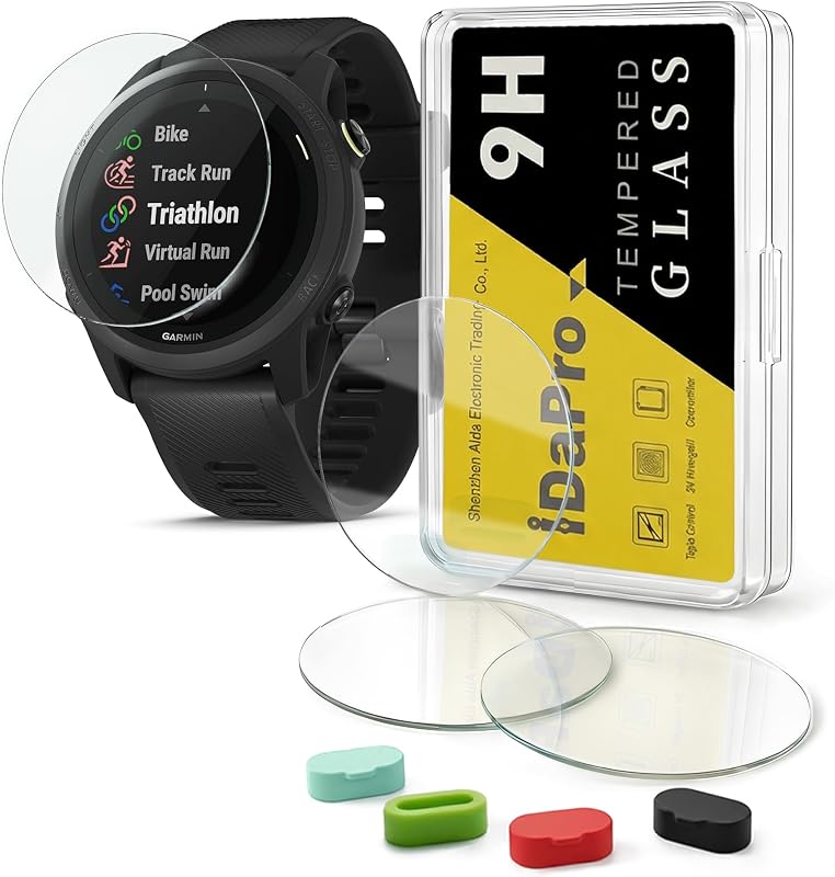 Película Protetora de Vidro Temperado 9H para Garmin Forerunner 745 iDaPro, Kit com 4 Unidades