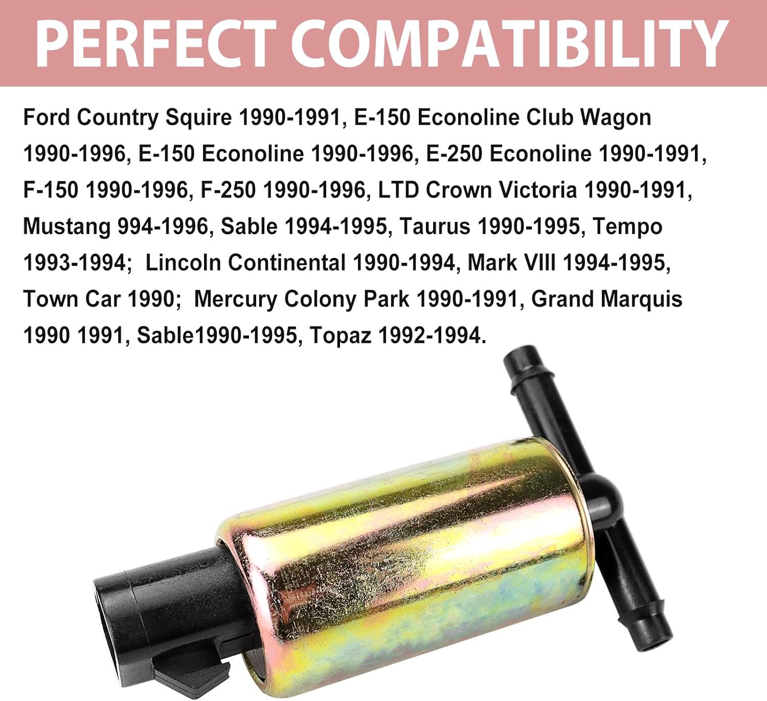 Vapor Canister Purge Valve Compatible with 1990-1996 Ford E-150, F150, F-250, Taurus; 1990-1994 Lincoln Continental; 1990-1995 Mercury Sable, Topaz& Other Select Series Replaces 911-489