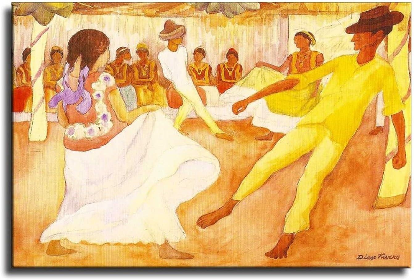 LIXI Baile En Tehuantepec Diego Rivera Poster Wall Art Aesthetic Room Decor Modern Home Canvas Painting Farmhouse Bedroom Posters & Prints 16x24inch(40x60cm)