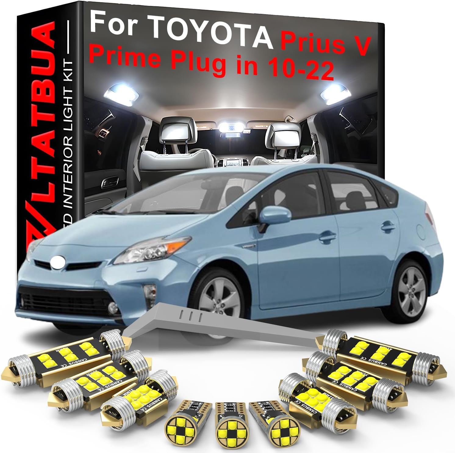 LED Interior Light Kit Package Replacement for TOYOTA Prius V 2010 2011 2012 2013 2014 2015 2016 2017 2018 2019 2020 2021 2022