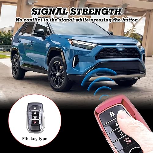 Miniatura 4 de Xotic Tech - Carcasa para llavero de TPU suave, color rosa, compatible con Toyota Land Cruiser Sienna Venza Fortuner Rav4 Prime Smart Entry Key