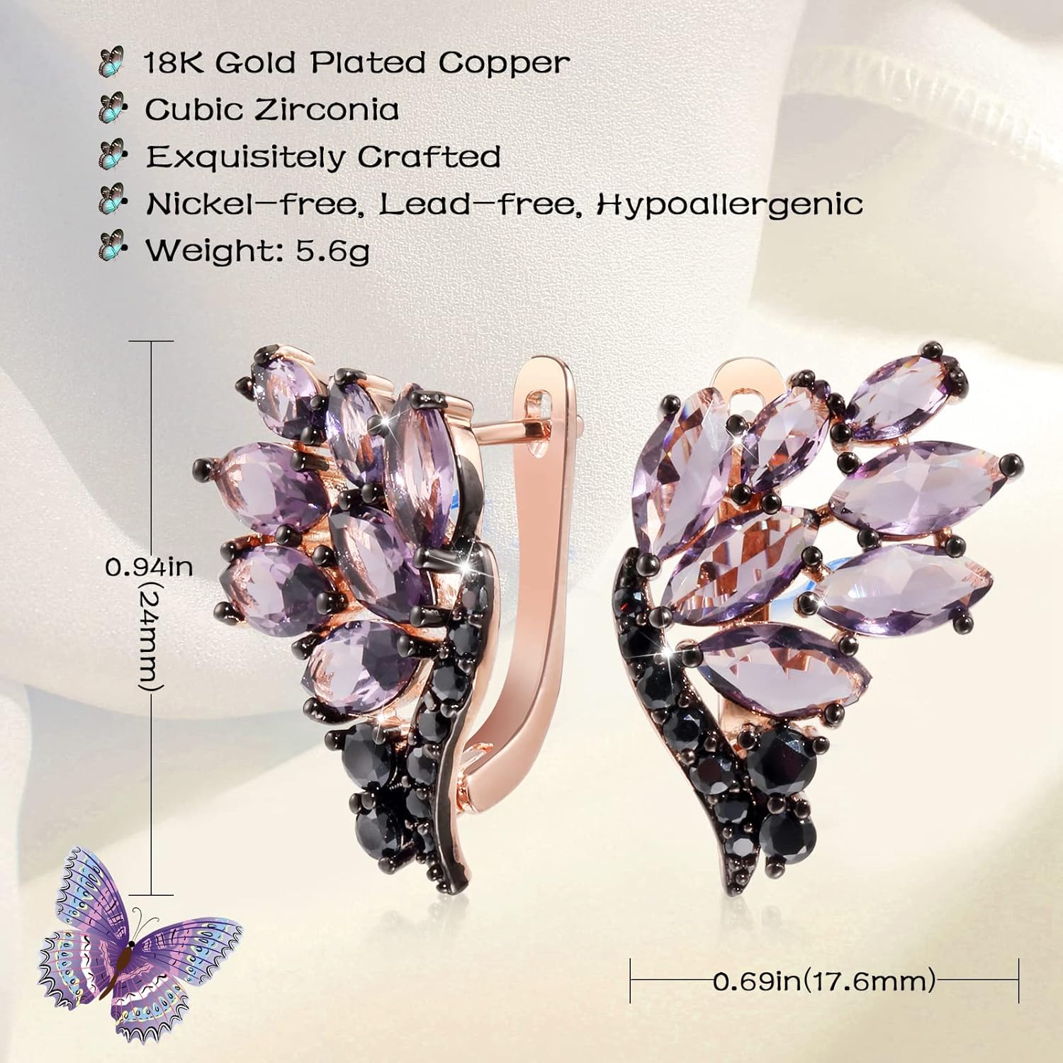 Richapex 18K Gold Earrings for Women Trendy, Butterfly Earring for Women Gold Hoop Earring, Gold Butterfly Earrings Hypoallergenic Stud - Image 6