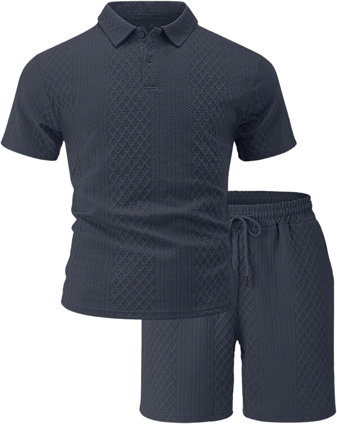 American Men's Lapel Short Sleeve Shorts Casual Breathable Athletic Set