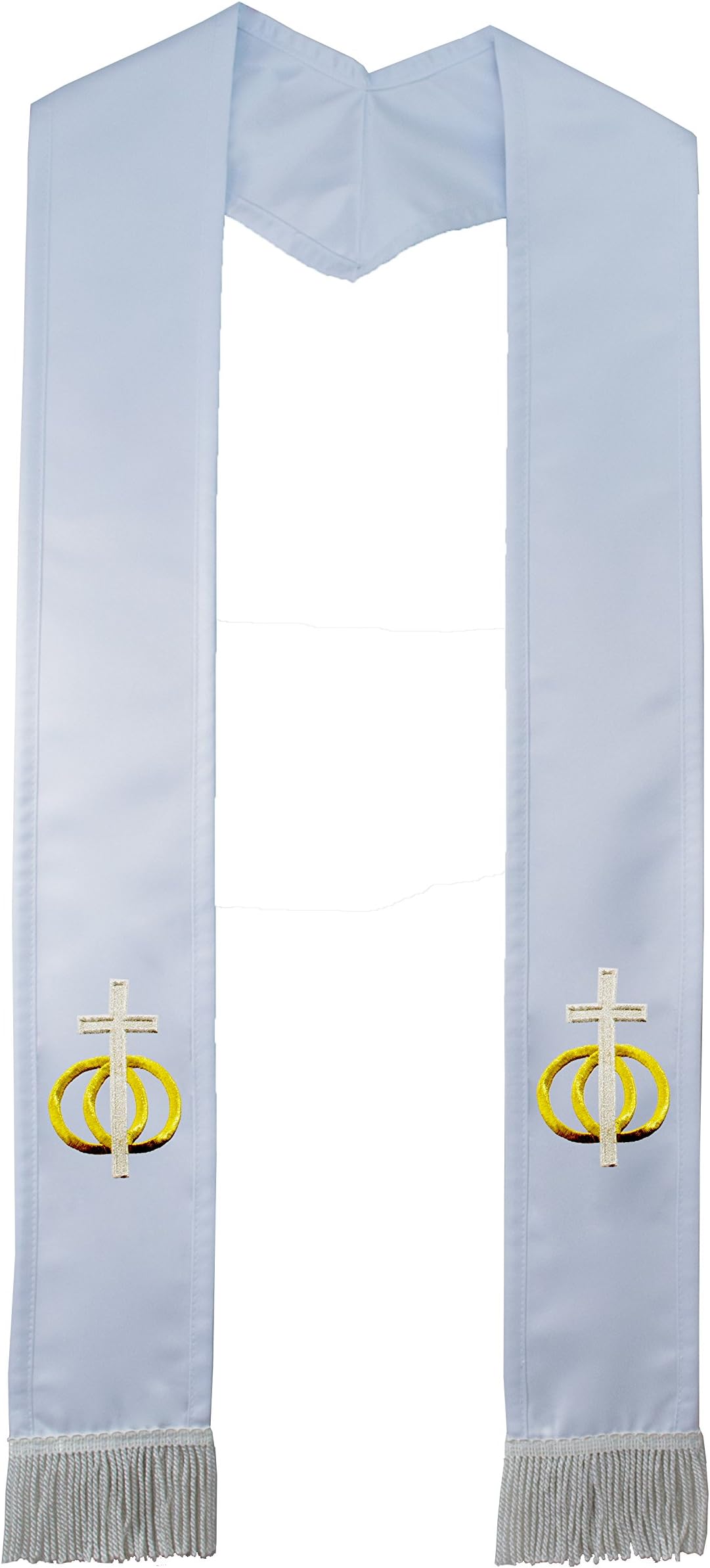 Deluxe Satin Clergy Stole with Embroidered Tripoint Cross