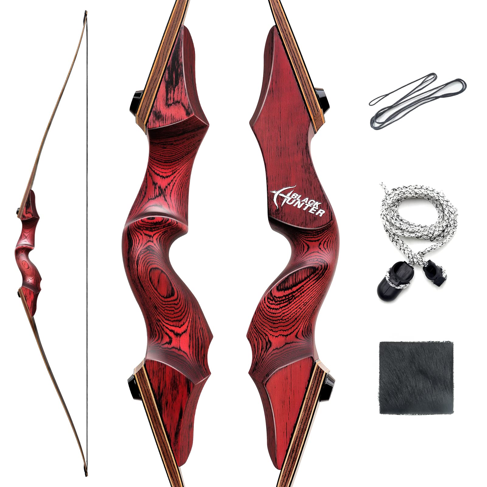 Black Hunter 60 Zoll Traditioneller Langbogen Set Erwachsene 20-60lbs Bogenschießen Takedown Langbogen Für Die Rechte Hand Jagdbogen