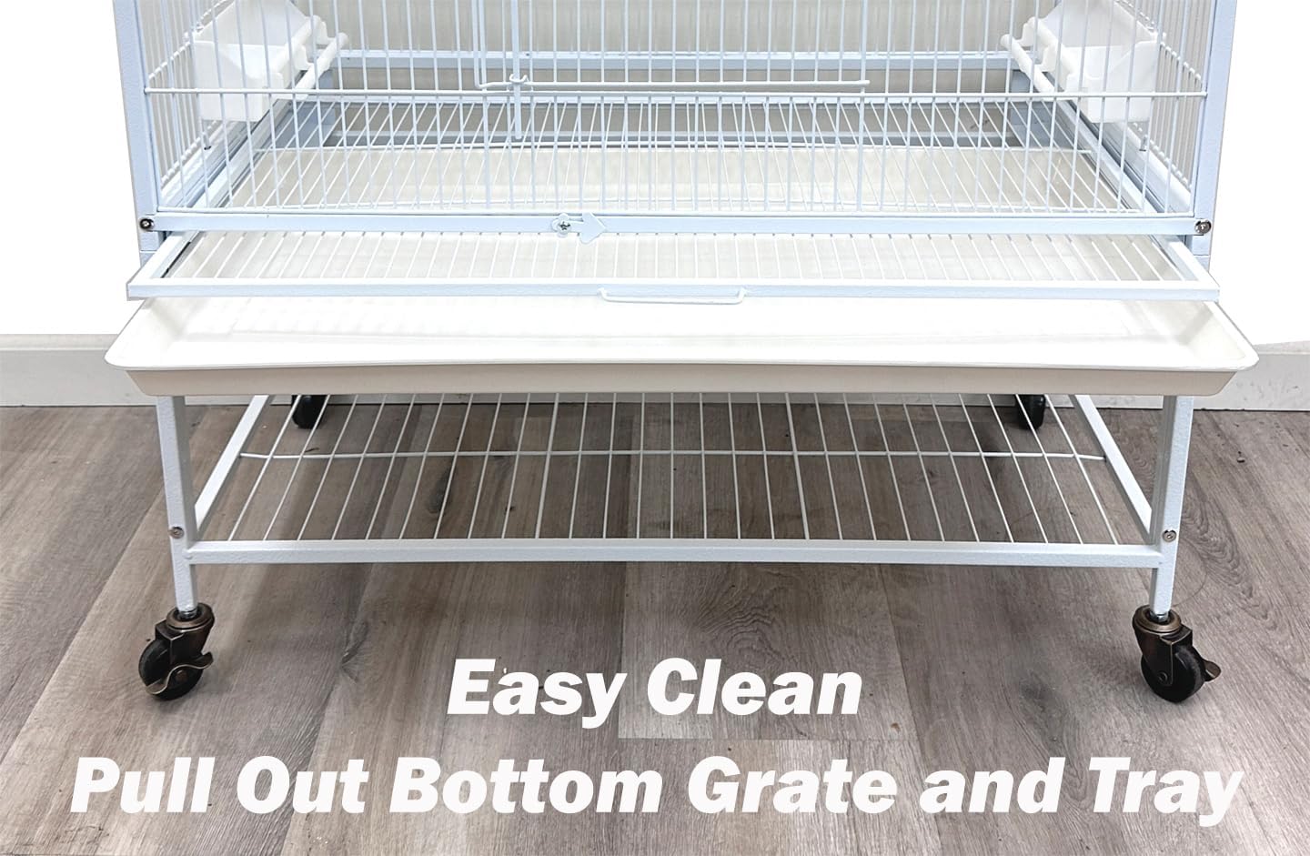 Extra Large Sturdy Wrought Iron Breeding Flights Canary Parakeet Cockatiel African Grey Lovebird Finches Parrot Home Cage Double Large Front Doors 4 Side Doors Bottom Storage Shelf On Lockable Wheels