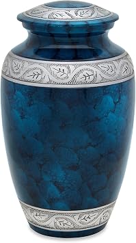 Titan Casket Cremation Urn (Dark Blue) Handcrafted Adult Urn for Human Ashes - Aluminum with Dark Blue Enamel Finish