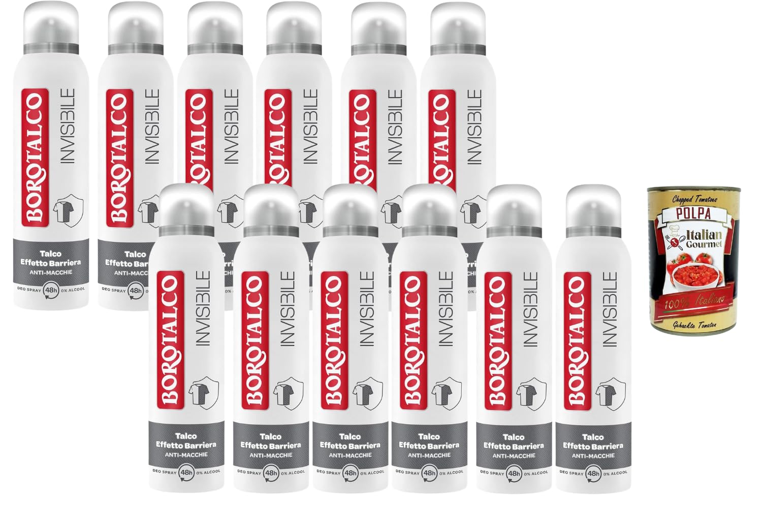 Italian Gourmet - Desodorante en spray para hombre, efecto de barrera de talco, 12 x 150 ml, antimanchas, 0 alcohol, protege la ropa, reduce las marcas blancas y amarillas, sensación fresca, uso