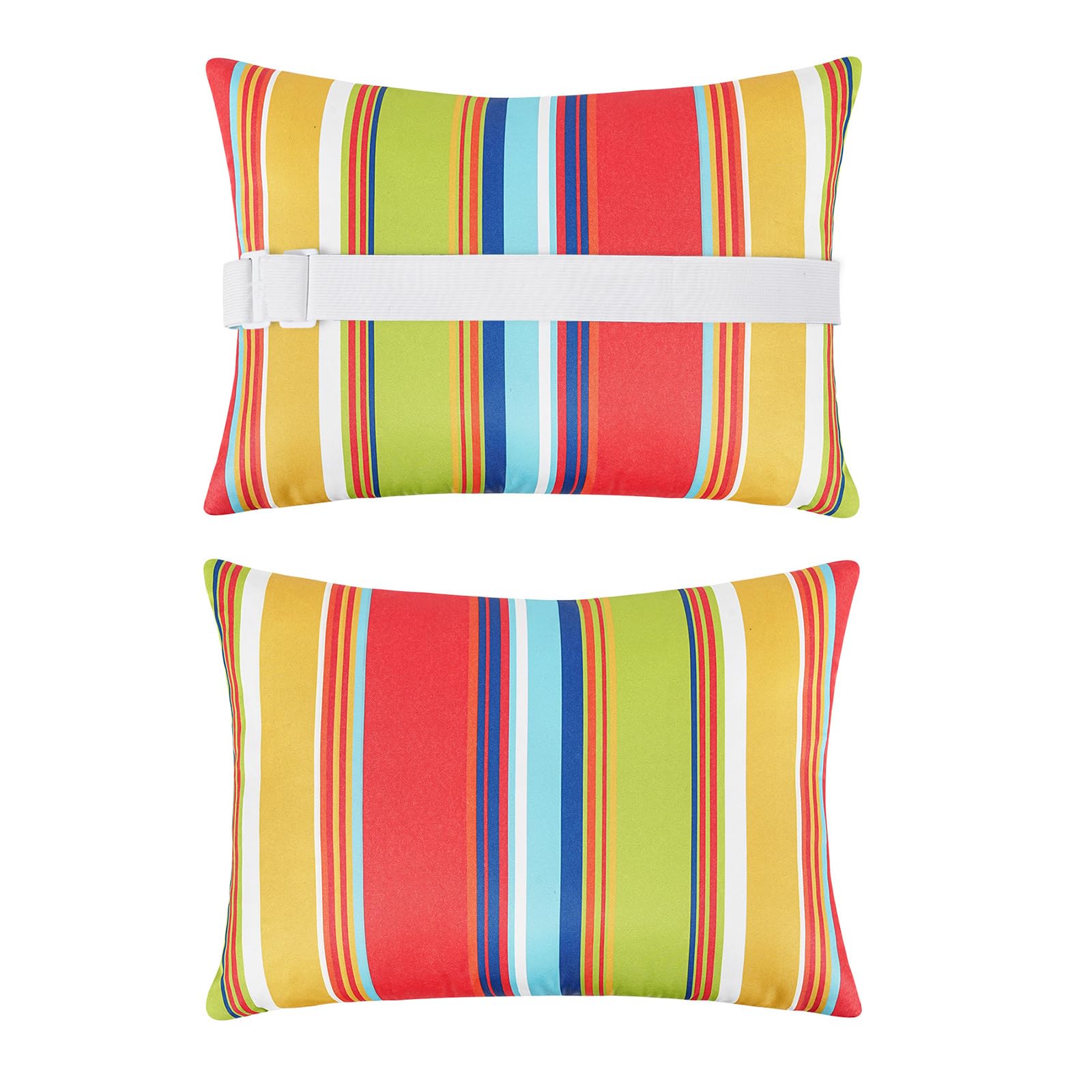 Hrtyvhin Rainbow Dream 2Pcs Waterproof Lounge Chair Head Pillow With Adjustable Strap For Outdoor Furniture Waterproof Lumbar Cushion Outdoor Cushion