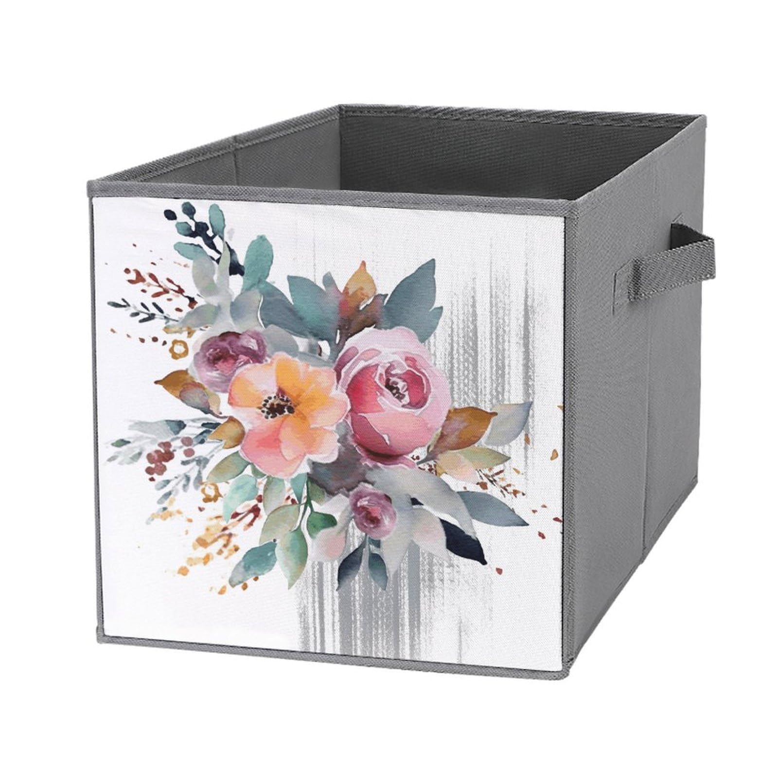 Boîtes de rangement empilables pour placards encombrés motif floral
