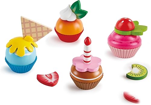 Miniatura 9 de Hape Cupcakes | Magdalenas de madera coloridas, juguete de cocina para niños