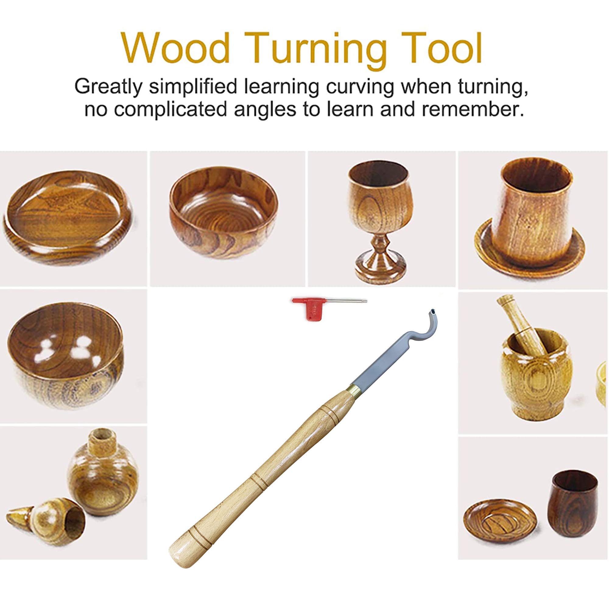 Utensili per Tornio Legno Utensile con Punta per Tornio a Collo di Cigno più Cavo con Inserto in Metallo Duro Rotondo da 12 Mm per Hobbista del Legno O Fai-da-Te