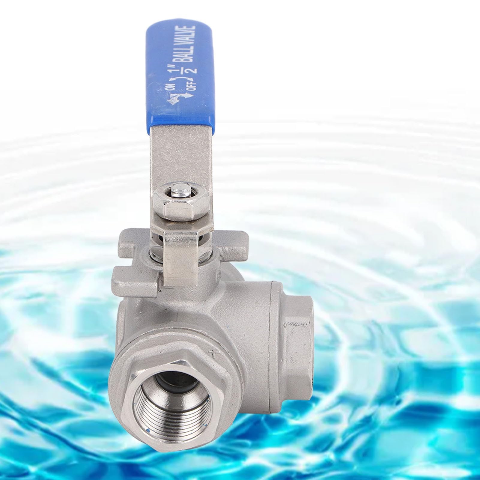 Valvola a sfera a 3 vie tipo L azionamento manuale 1/2" DN15 in acciaio inox filettatura femmina valvola a sfera per acqua, olio, gas