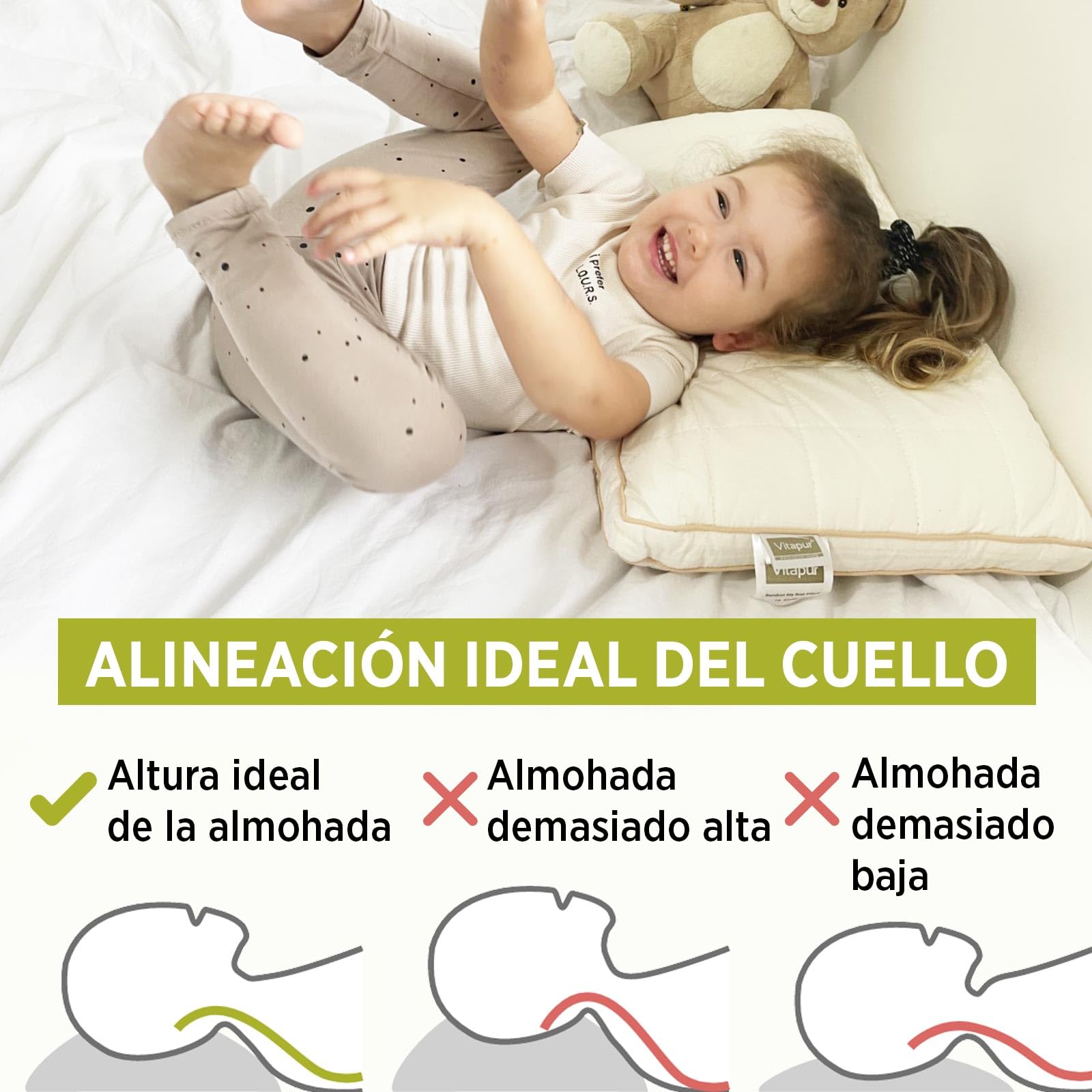 VITAPUR My First Pillow - Almohada Infantil (40 x 60 cm, 2 Unidades), diseño de My First Pillow