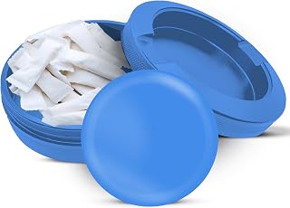Plain Blank Aluminum Nicotine Pouch Snus Storage Container, Dual-Chamber Design, Discreet Stash Container, Portable & Durable Snus Organizer Blue
