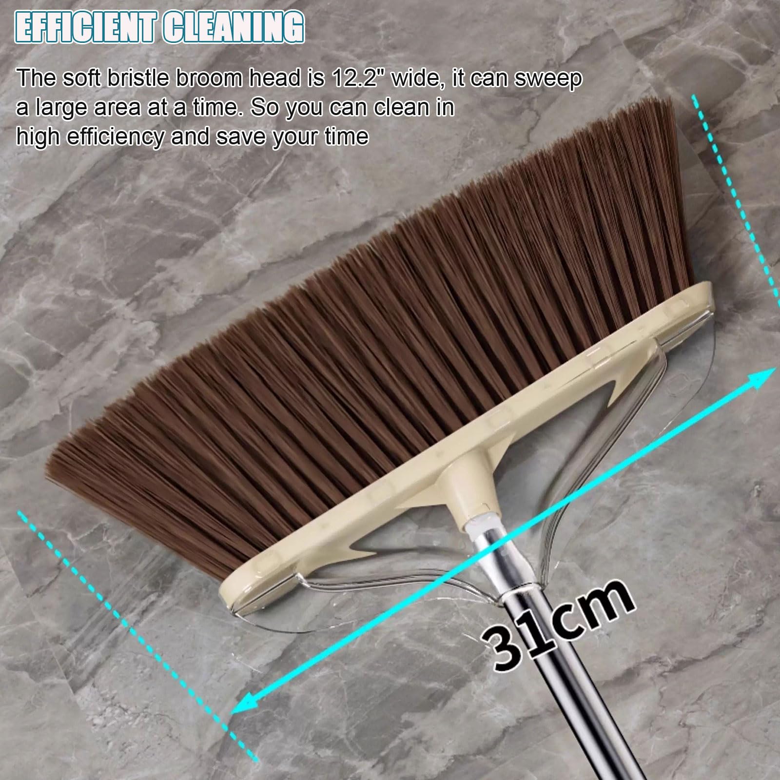 Set combinato di scopa e paletta – Scopa con setole morbide con manico lungo per spazzare efficacemente in casa, cucina, ufficio e hall su pavimenti in legno duro