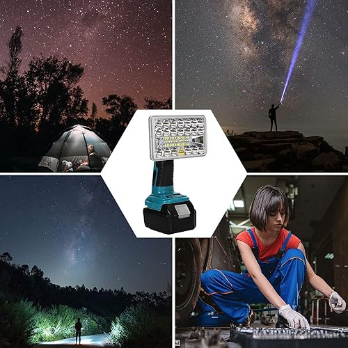 Miniatura 6 de Luz de trabajo LED de 2000LM para batería de litio Makita 18V LXT, reflector de 18 W para camping, emergencia, linterna LED recargable herramientas