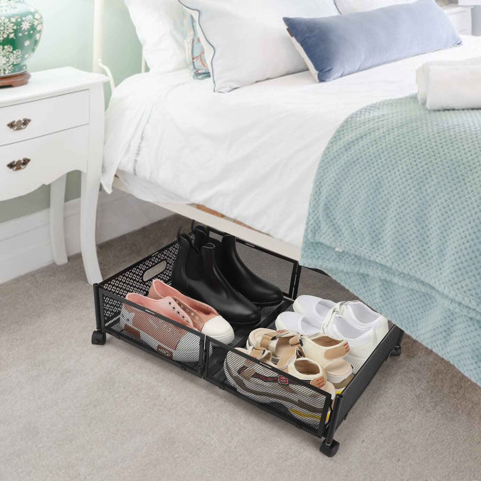 Onder het bed opslagcontainers met wielen - handige opbergoplossing