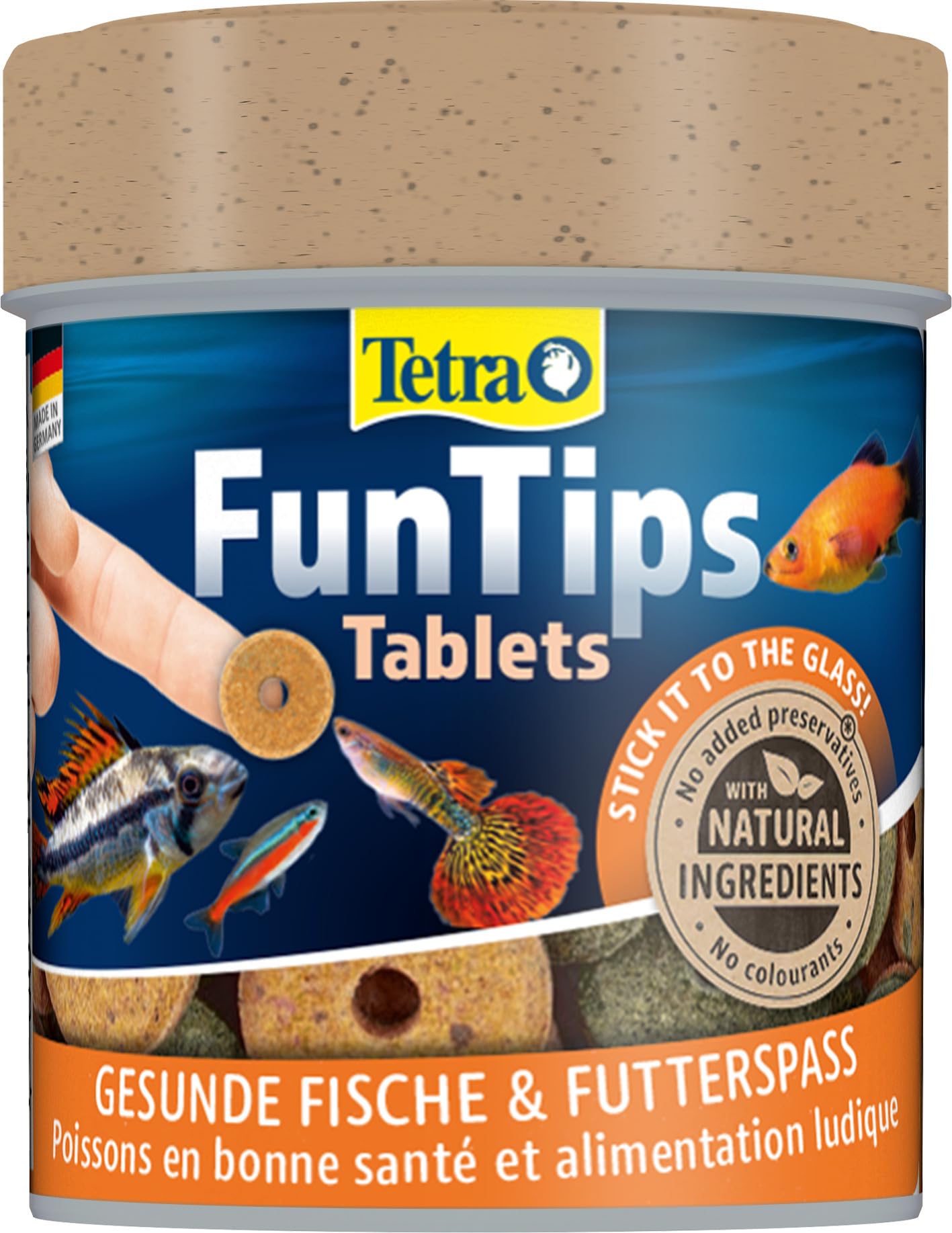 Tetra FunTips Tablets - an der Aquarium-Scheibe haftende Futtertabletten, optimal zum Beobachten der Fische geeignetes Fischfutter, 75 Tabletten