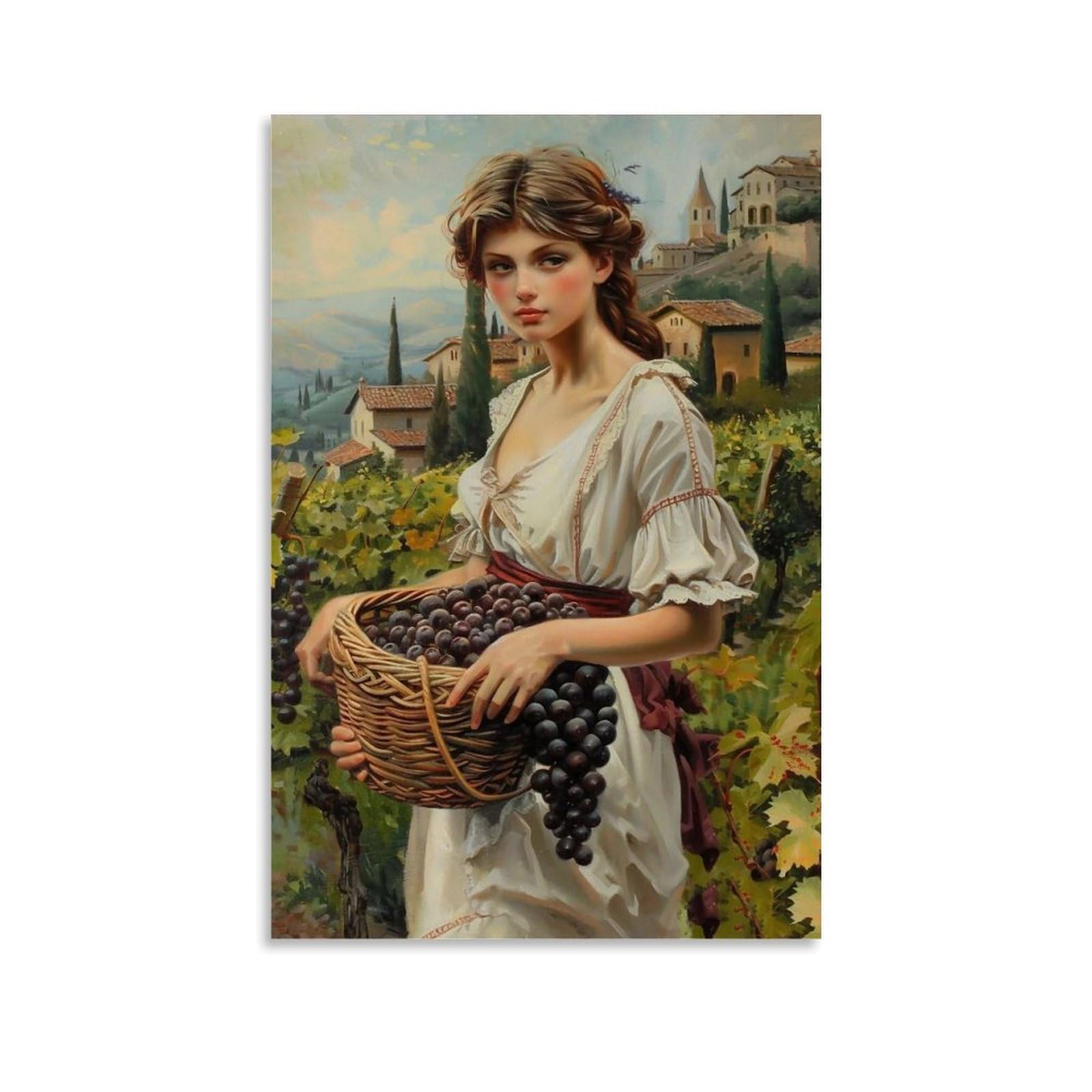 Hueryryhy Unframe-Style 20X30inch Nostalgic Tuscan Vineyard 04 Poster Wall Art Canvas Vintage Aesthetic Painting Decor For Rooms 20X30inch Unframe-Style
