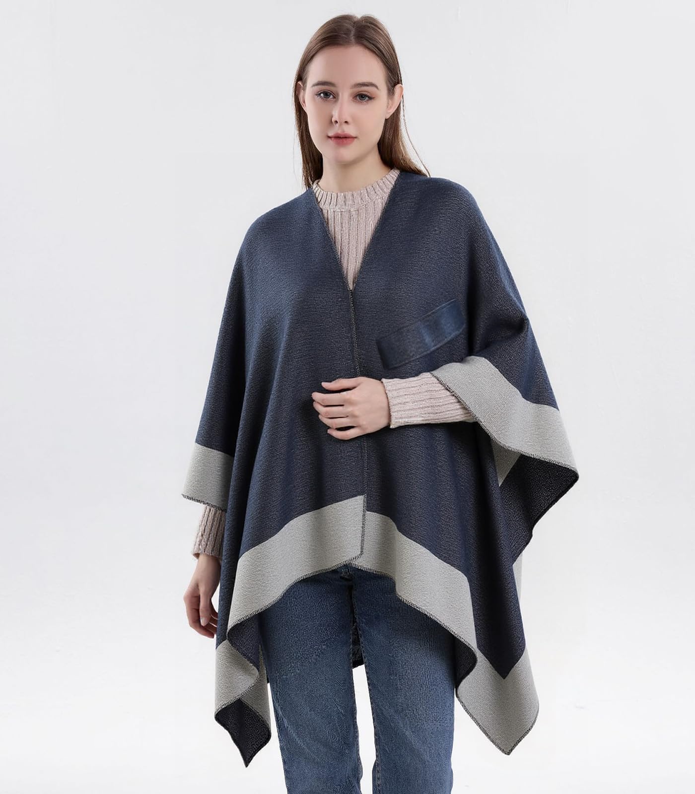 Poncho Mujeres Chales y Abrigos Delanteros Floral Elegante Cape del Estilo de Retro Chales Calientes