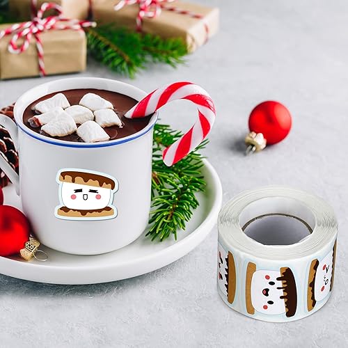 Miniatura 6 de Eaasty 1500 calcomanías de Smores para niños, calcomanías de malvavisco, divertidas calcomanías de sello Smores, lindas calcomanías de bocadillos,