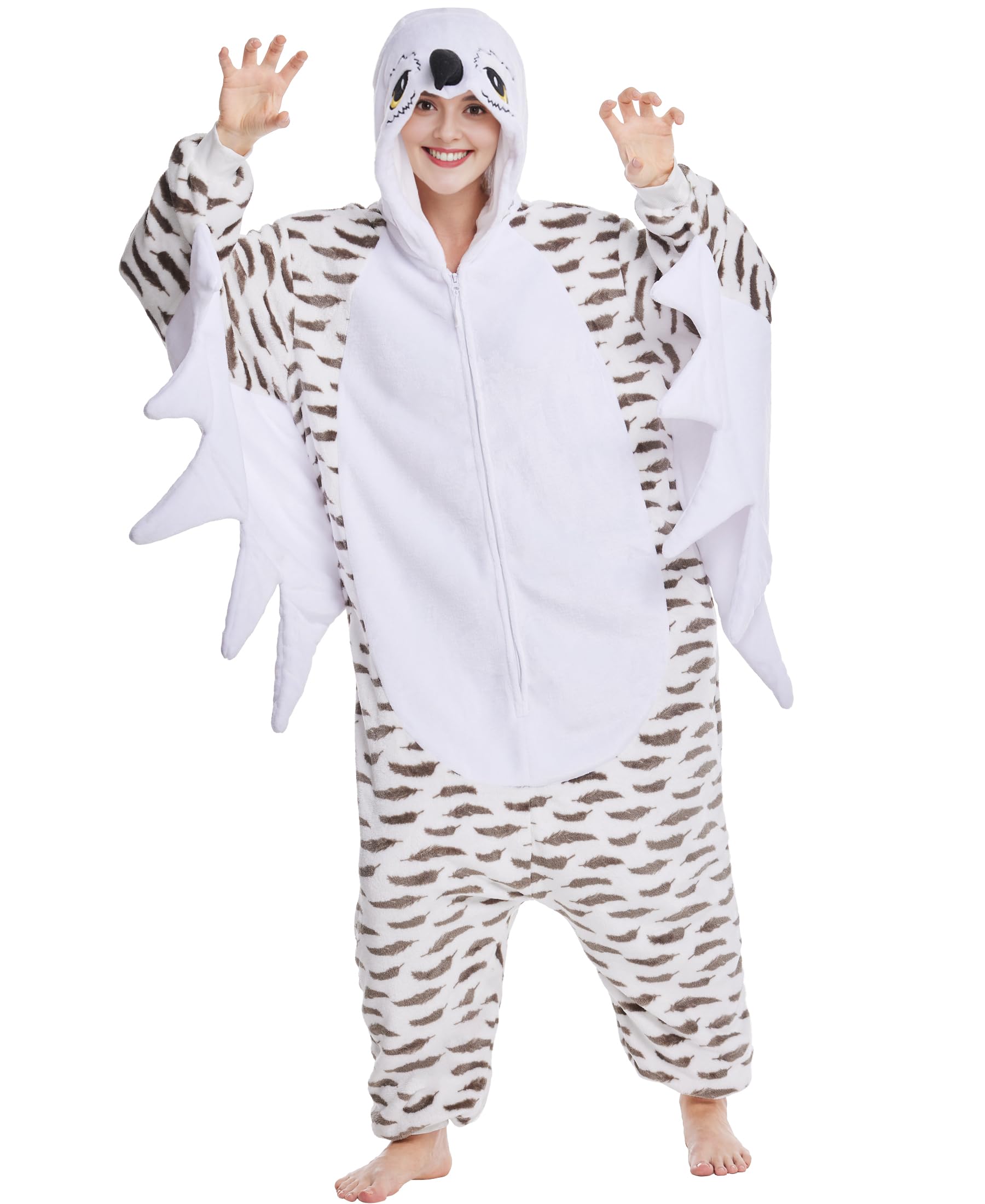 Kidukso Pijama de búho para adultos, diseño de búho, pijamas, Navidad, carnaval, color blanco