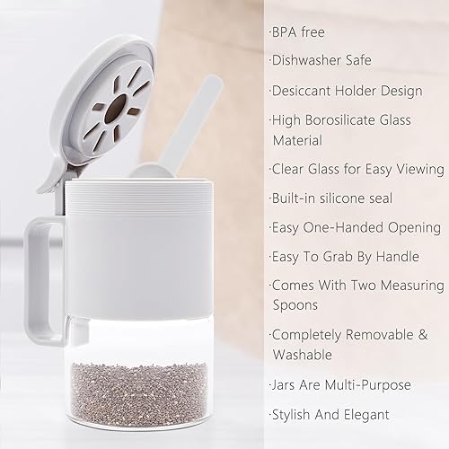 Miniatura 5 de Juego de 2 recipientes para azúcar y café de 10 onzas  10.1 fl oz, para condimentos, desecantes para sal, azúcar, pimientos, chile, té