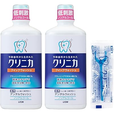 【Amazon.co.jp限定】 クリニカ [医薬部外品]クイックウォッシュ デンタルリンス 450ml×2個 +フロス
