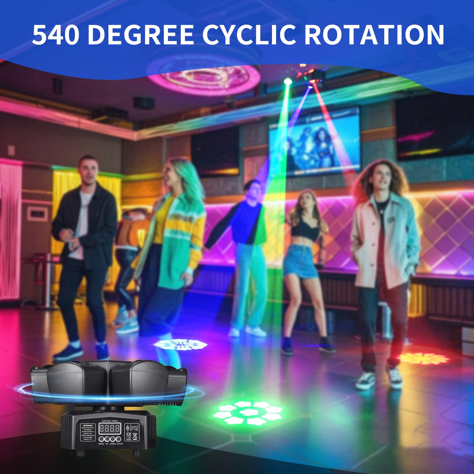 Moving Head Discolicht Partylicht, DMX 512 Effektstrahler,XJG06 LED RGB Licht DJ Projektor Musikgesteuert DJ Disco Lichter, Für KTV Familientreffen Hochzeit Geburtstag Halloween
