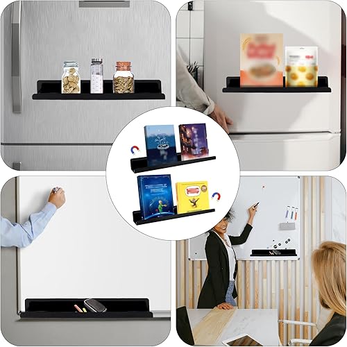 Miniatura 6 de Estantería magnética para libros, 2 unidades, pizarra blanca de 17 pulgadas, estante magnético de acrílico para profesores de refrigerador de aula,