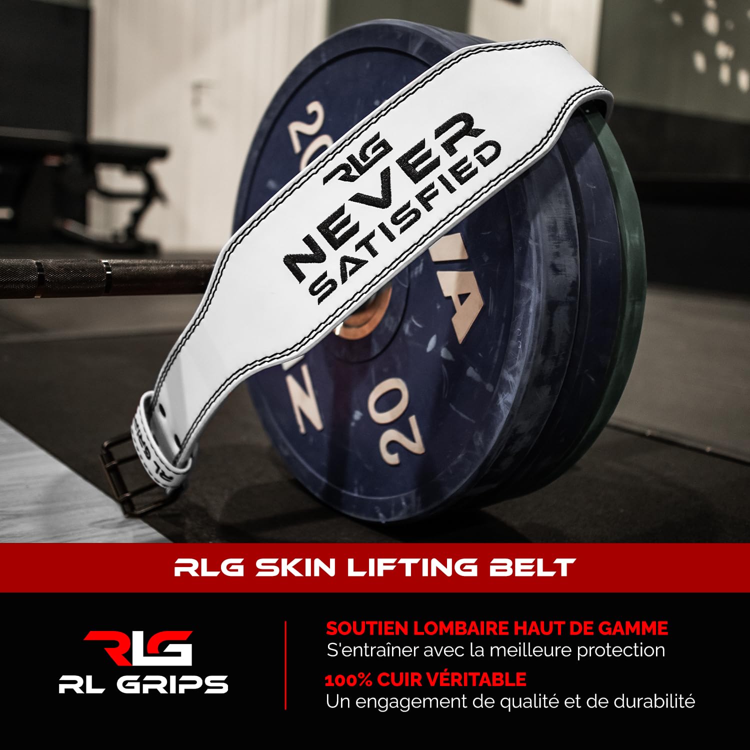 RL Grips - Ceinture de Musculation en Cuir pour Haltérophilie - Soutien Lombaire Musculation Homme Femme - Ceinture Powerlifting Fitness Force