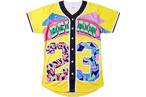 90s Costume for Women, Bel-Air Baseball Jersey Shirt, Short Sleeve Baseball Jersey...