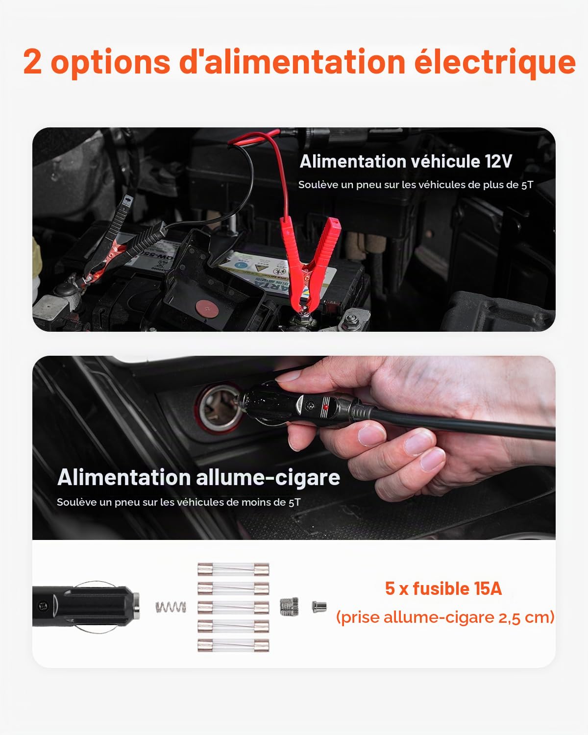 VEVOR Cric Électrique pour Voitures 5 T, Cric de Levage avec Gonfleur Intégré, Outil Démonte-Pneu Portable avec Clé à Chocs Électrique et Lumière LED, pour Urgence Dépannage Routière SUV Berline