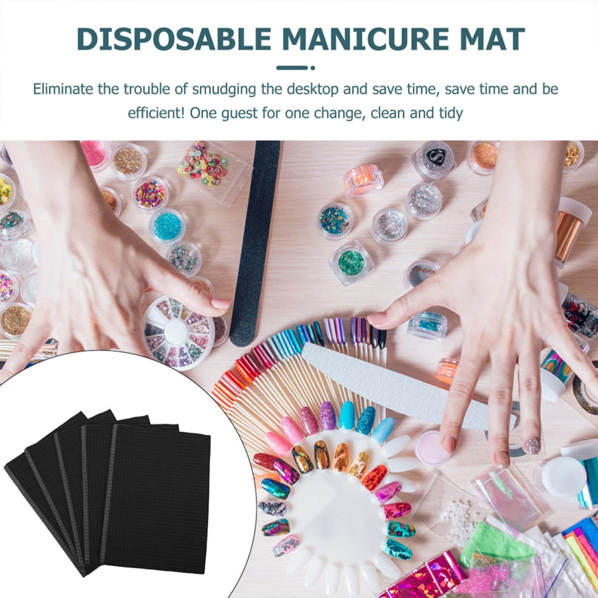 Tovagliette Monouso per Unghie in Carta Nera 125 Pezzi Supporto per Manicure Morbido e Inodore per Uso a Casa o Salone Nail Art
