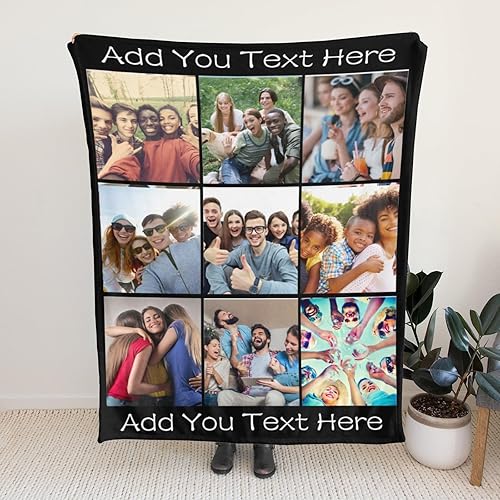Miniatura 2 de Manta personalizada con fotos, manta personalizada de collage de fotos, regalos para madre, padre, amante, amigo, manta de franela personalizada con
