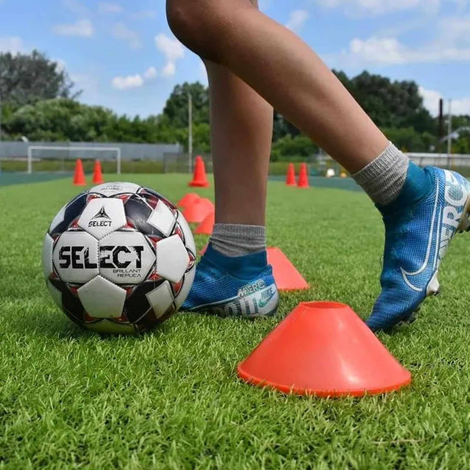 GEERDAN Plots de Marquage, Materiel Entrainement Football, Cone de Signalisation pour Entrainement Football, 5 Couleurs Plot Sport avec Support de Rangement