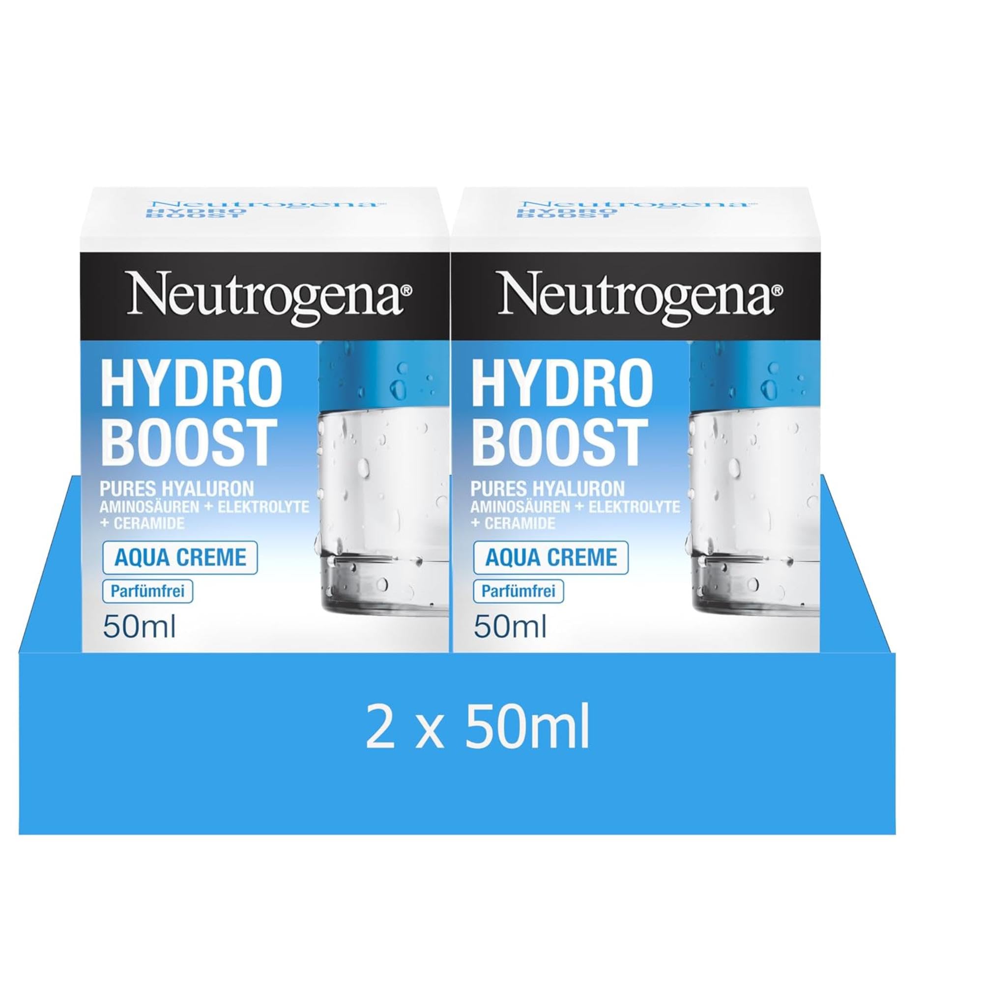 Neutrogena Hydro Boost Aqua Creme parfümfreie Gesichtscreme, 2 x 50 ml