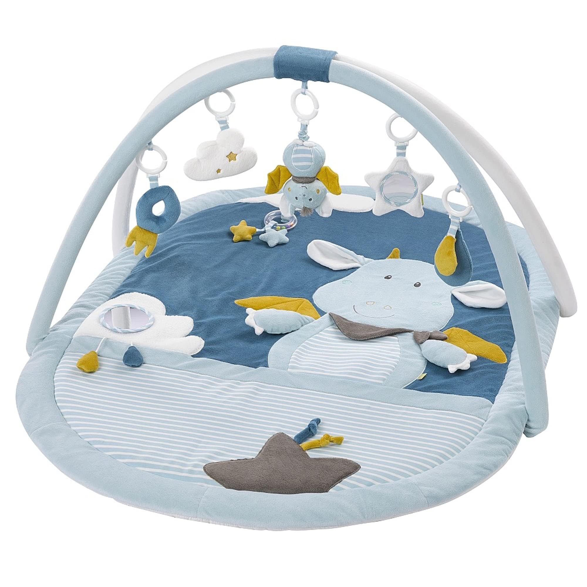 Fehn manta de actividades 3-D arco de juegos Little Castle - Manta que gatean con 5 juguetes desmontables para agarrar - Manta de juegos para bebés y niños de 0+ meses - regalo de nacimiento