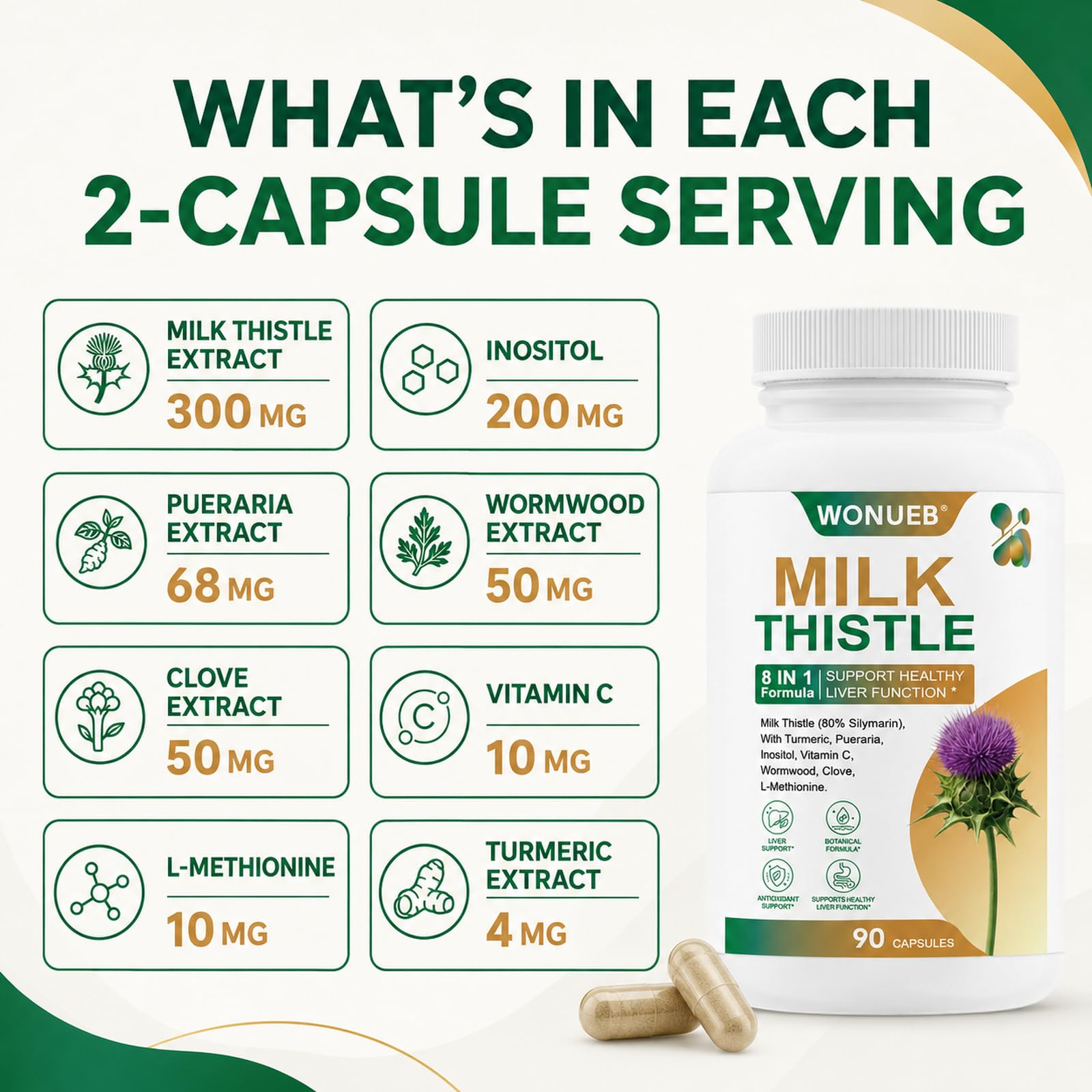 Milk Thistle, 80% Silymarin, Liver & Digestive Support*,90 Capsules — Amazon image 5