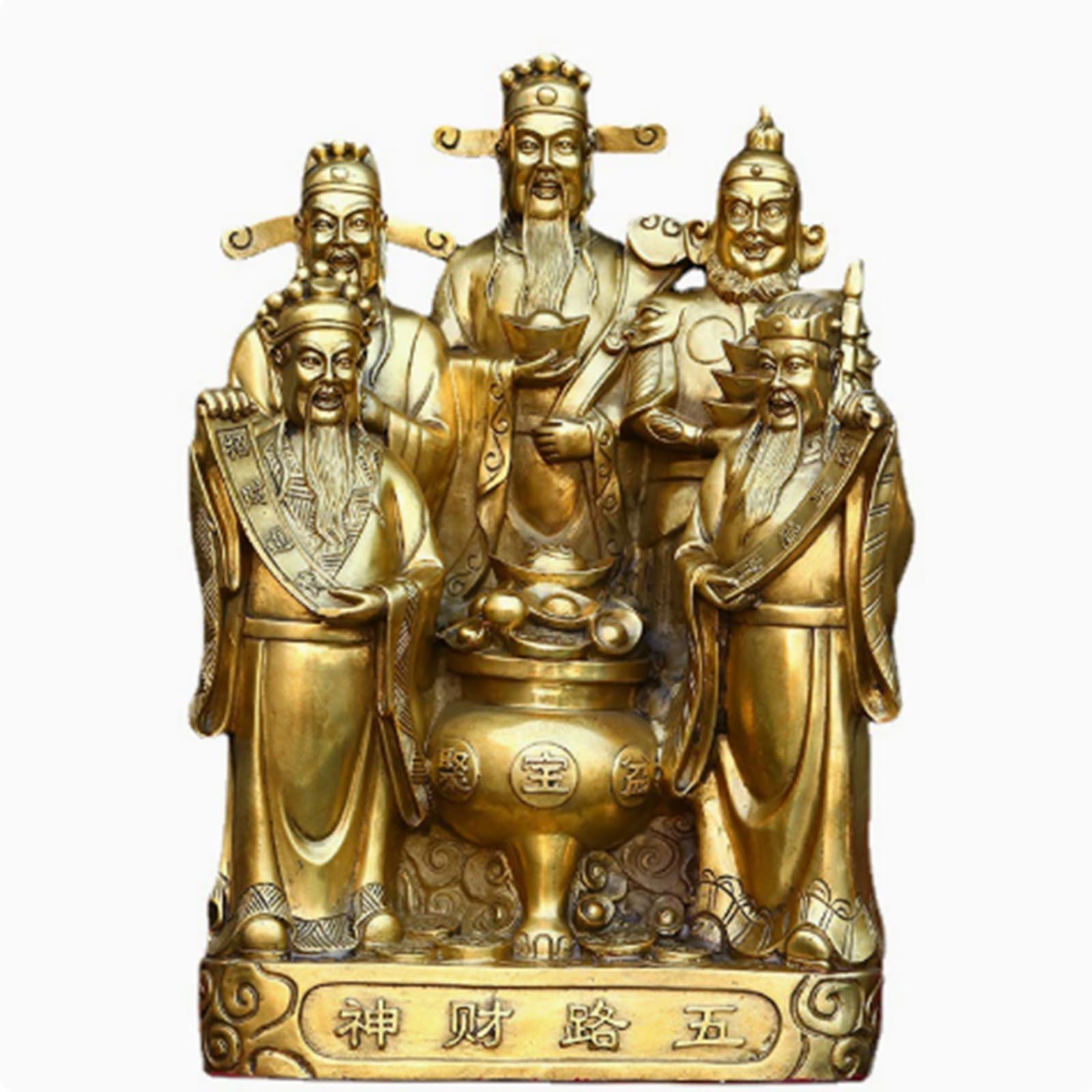 Hhhxkkuu Premium Large Brass Five-Way Wealth Gods Statue