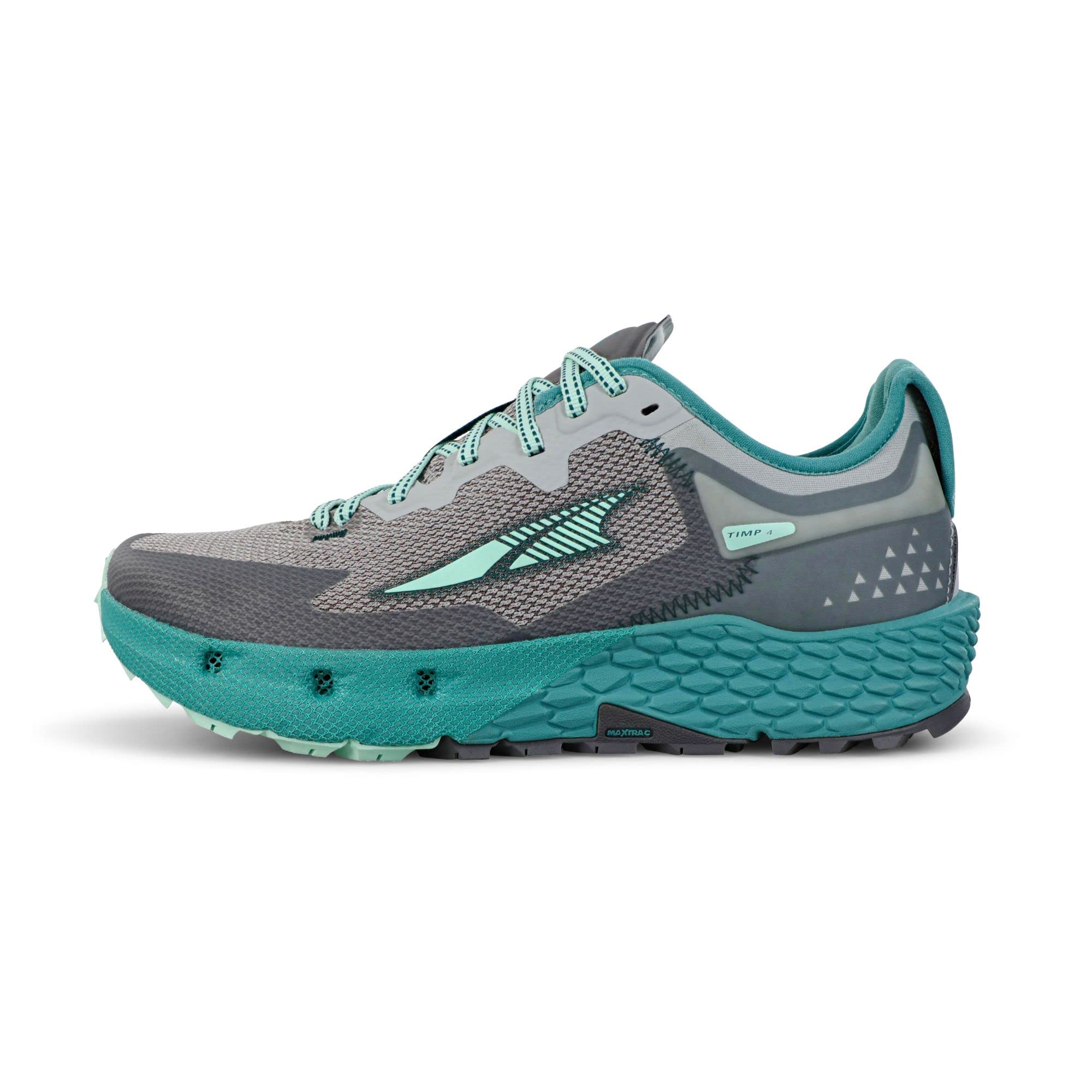 ALTRA Women's TIMP 4 Running Shoe, Gray/Teal, 6.5 Medium
