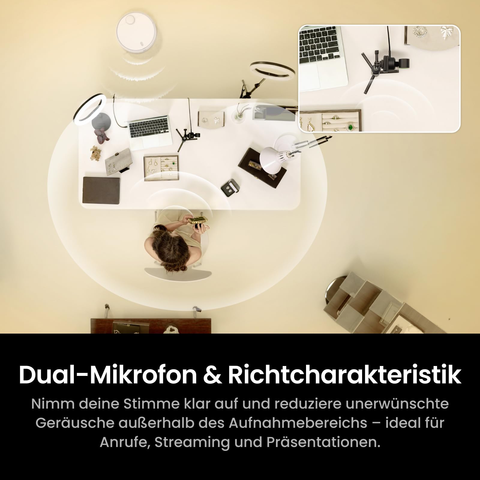 Insta360 Link 2 Pro Auf Geht's-Bundle 4K PTZ-Webcam 1/1,3"-Sensor KI-Tracking HDR Richtmikrofone