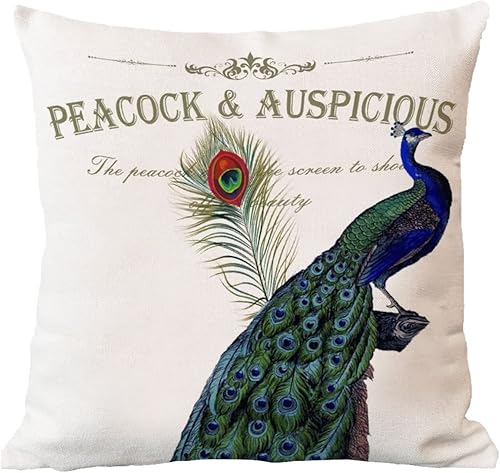 Miniatura 6 de Funda de almohada rústica de acuarela de pavo real, color verde azulado, naranja, pavo real, funda de cojín de pavo real y auspiciosa, funda de