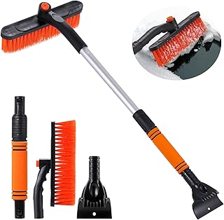 Snow Brush with Ice Scraper for Car Windshield, Snow Scrapers & Brush, Car Window Snow Cleaner Removal Tool with Foam Gri...