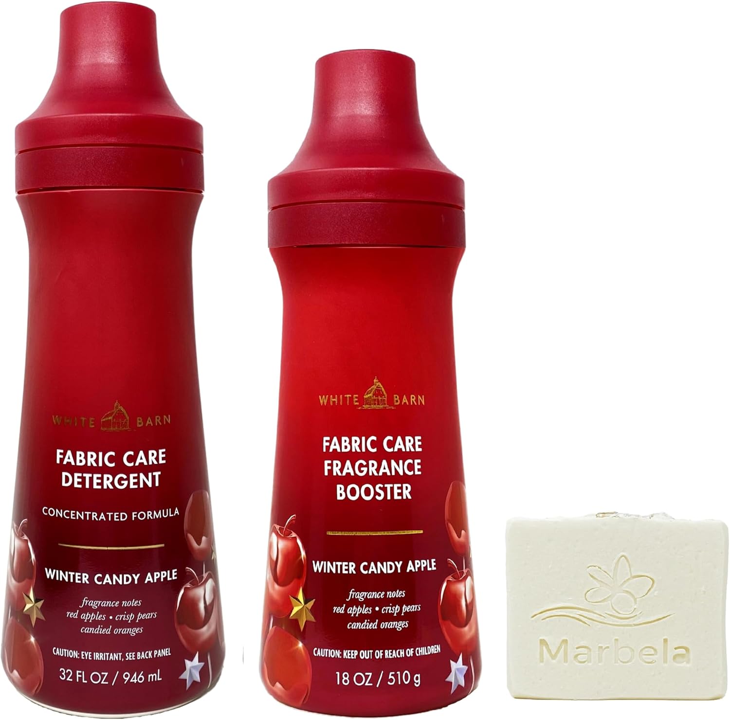 Bath & Body Works Winter Candy Apple Fabric Care Detergent and Fragrance Booster Duo Set with a Natural Oats Bar Soap