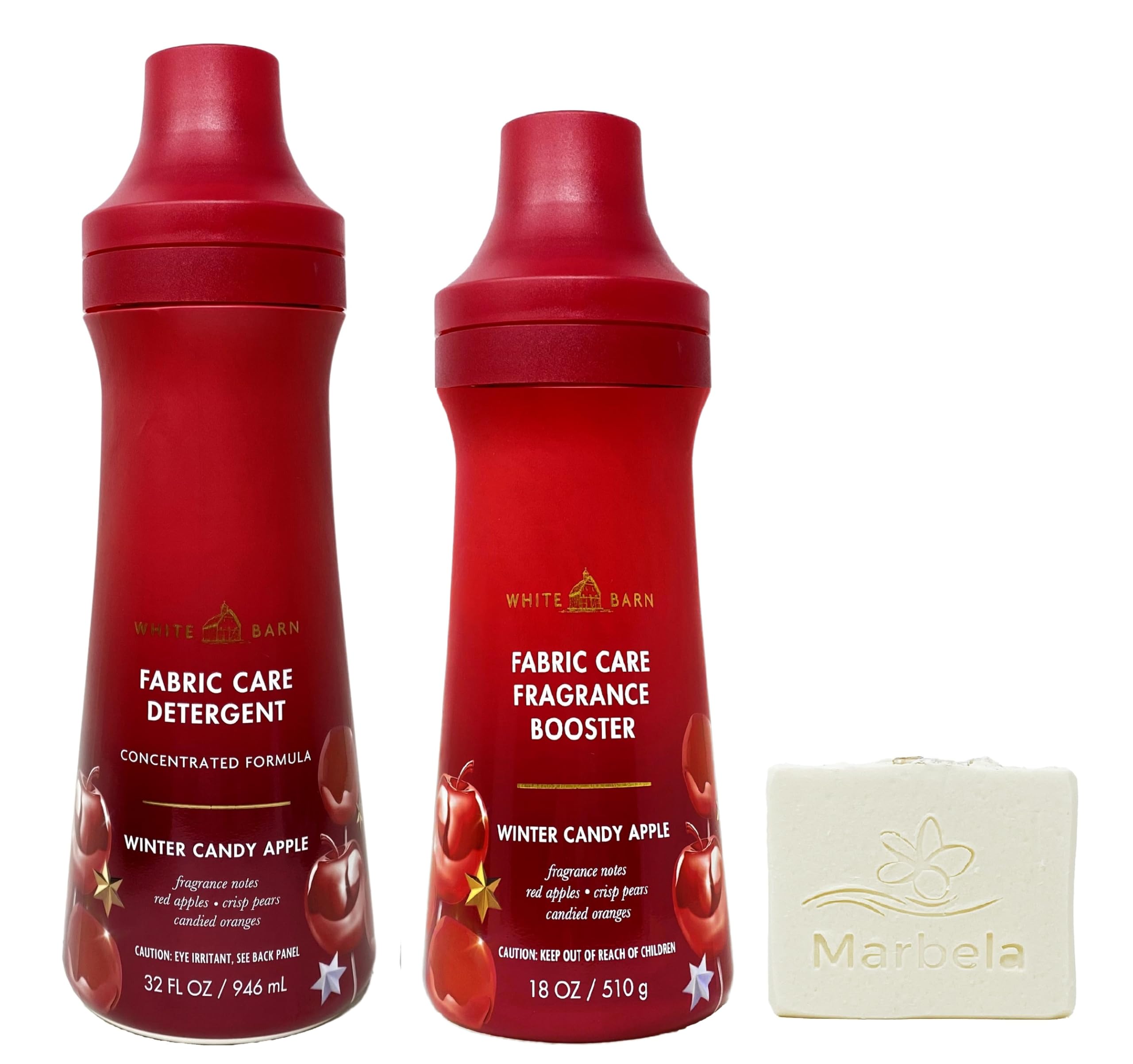 Bath & Body Works Winter Candy Apple Fabric Care Detergent and Fragrance Booster Duo Set with a Natural Oats Bar Soap