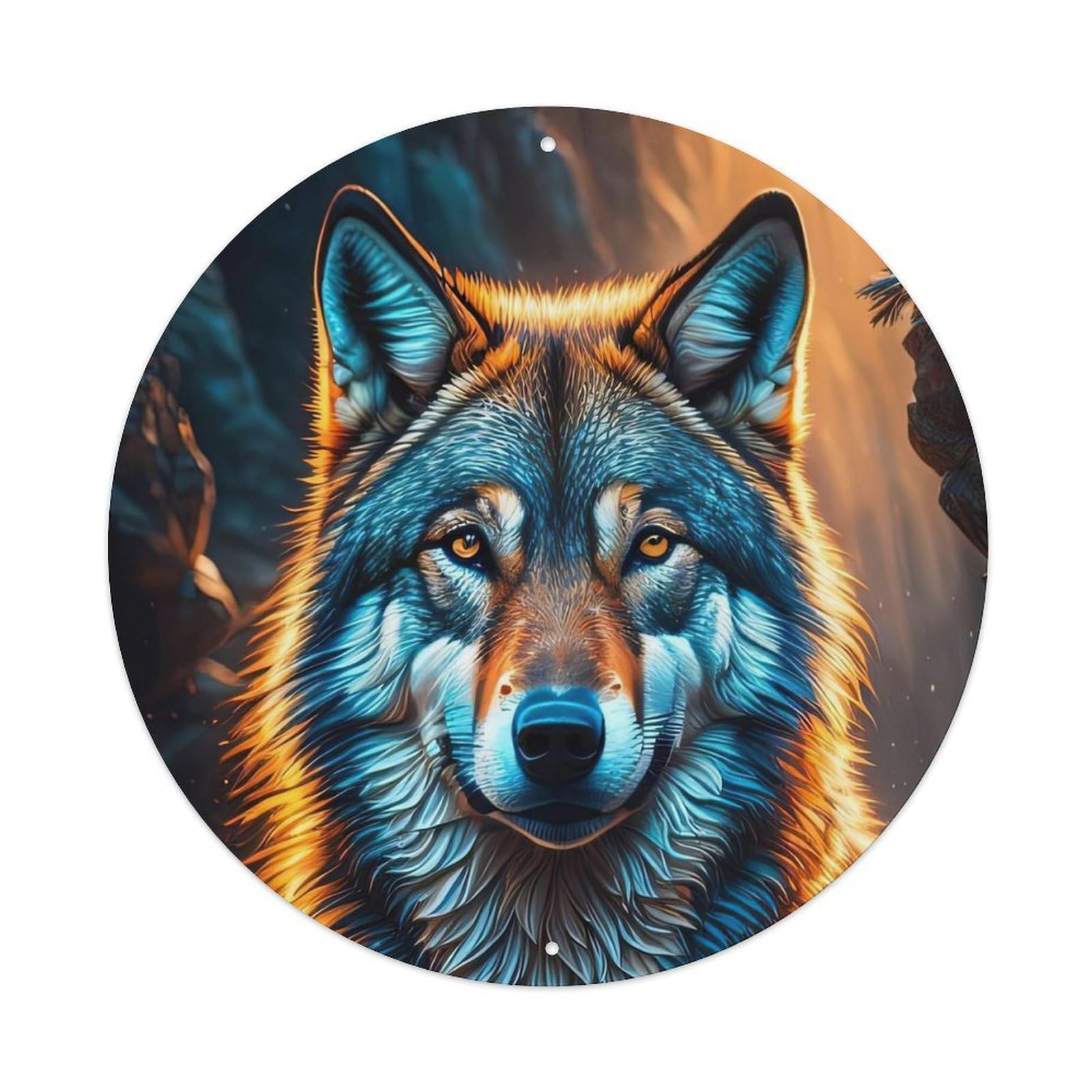 Animal Artwork Wolves at The River Metal Tin Sign