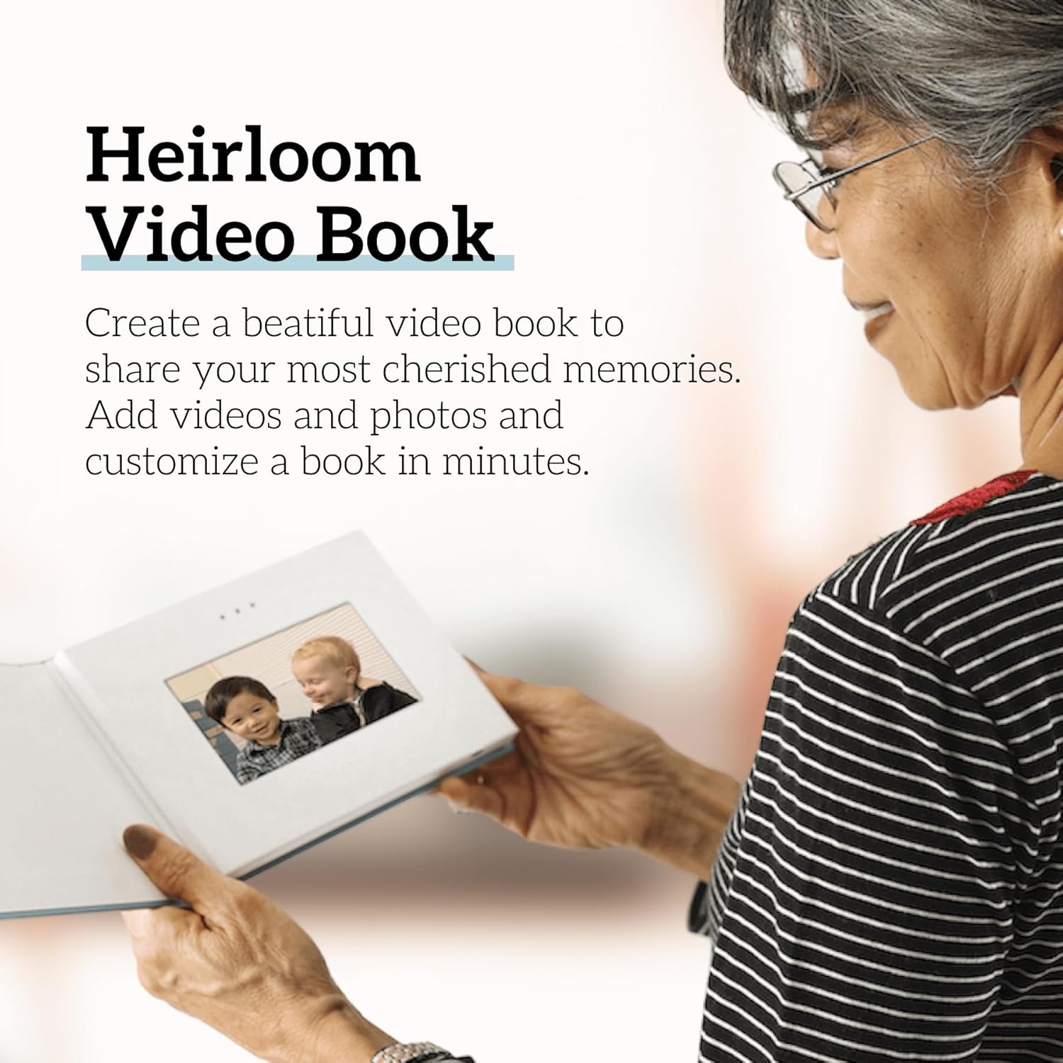 Heirloom Video Book - 5" HD Screen for Custom Memory Gift - Wedding Birthday Anniversary - 20 Min Video Photo Keepsake - USB Rechargeable - Blank - Image 3