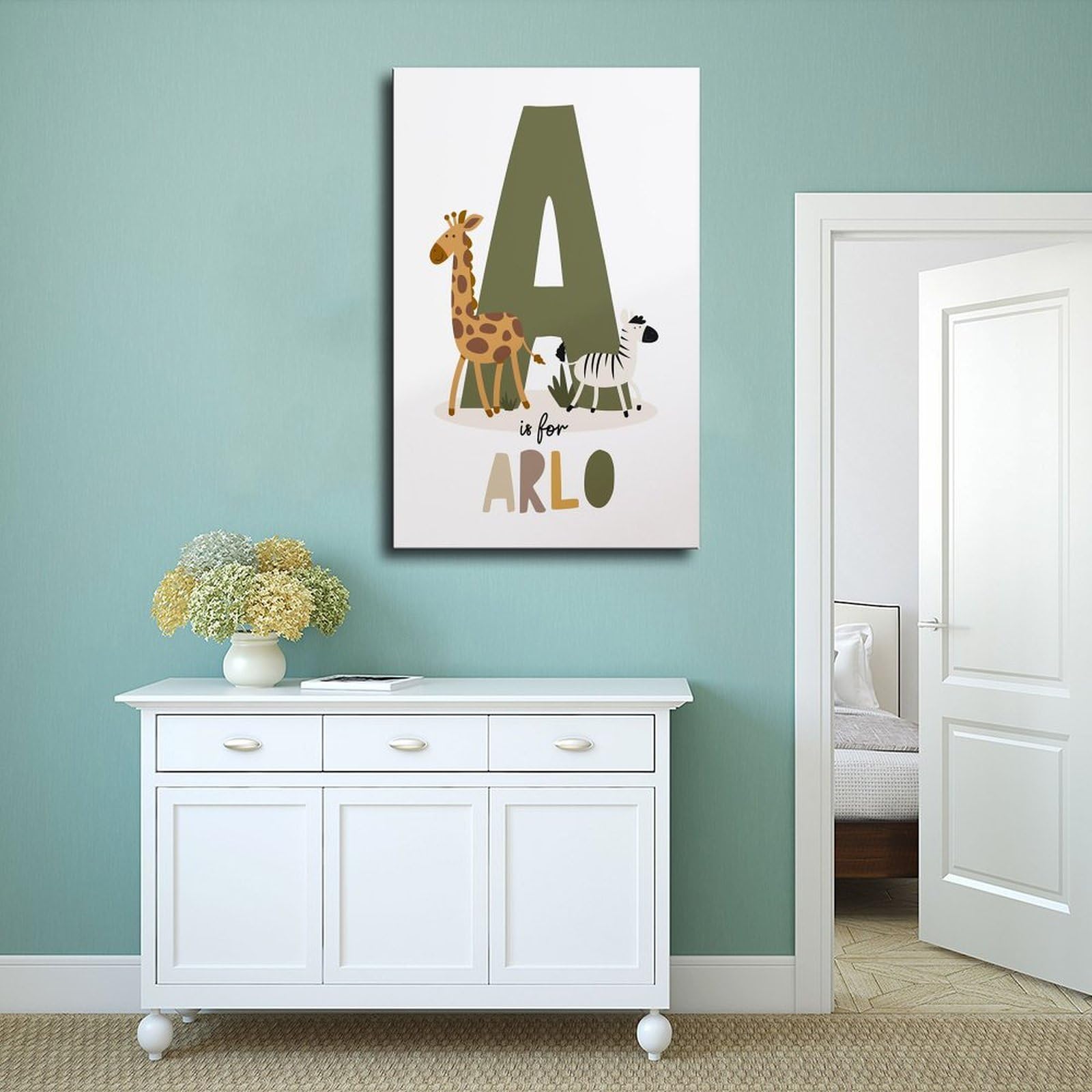 Poster sur toile avec thèmes éducatifs de l'alphabet de A à Z (12) - Décoration murale pour salon, chambre à coucher - 40 x 60 cm
